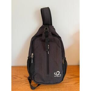 WATERFLY Crossbody Sling Backpack Sling Bag Travel Hiking Chest Daypack Black